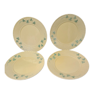 Vintage Bordallo Pinheiro Portugal Lucky Shamrock Dinner Plates #1- Set of 4