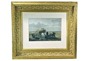 Antique 1860 Harvesting Engraving