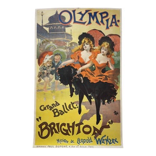 Rare Antique Lithograph, Olympia - Grand Ballet: "Brighton", Antique Lithographic Poster by Pal, 1894 For Sale