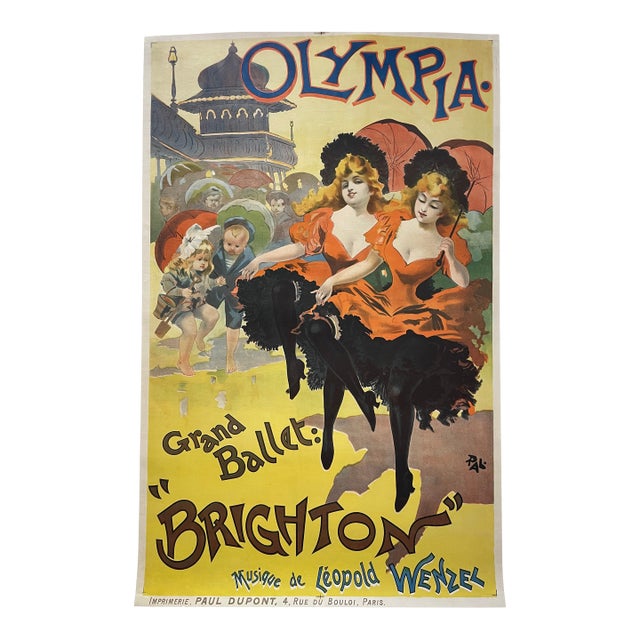Rare Antique Lithograph, Olympia - Grand Ballet: "Brighton", Antique Lithographic Poster by Pal, 1894 For Sale
