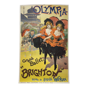 Rare Antique Lithograph, Olympia - Grand Ballet: "Brighton", Antique Lithographic Poster by Pal, 1894