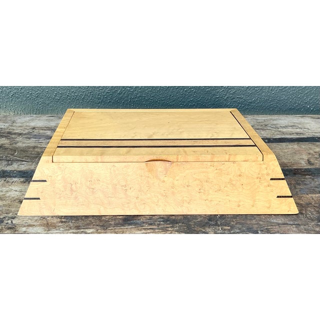 Vintage Burl Wood Angled Box For Sale - Image 9 of 12