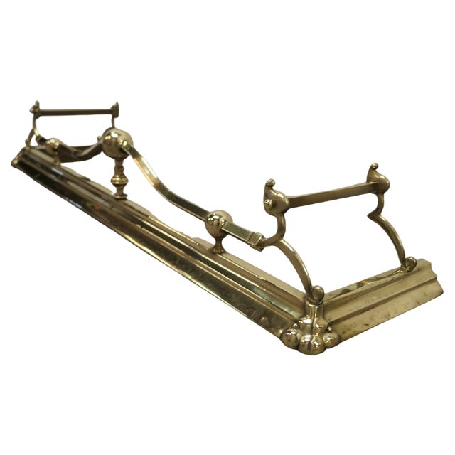 Large Art Nouveau Victorian Brass Fender, 1880s For Sale