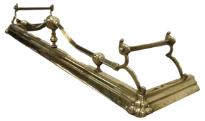 Large Art Nouveau Victorian Brass Fender, 1880s
