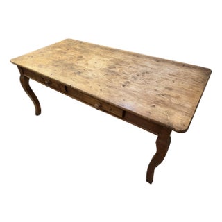 Vintage Reclaimed Pine Danish Country Farm Dining Table For Sale