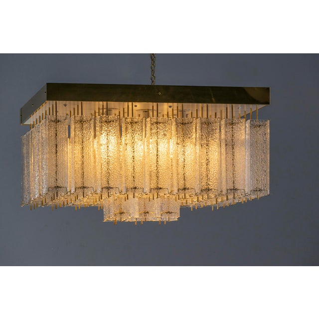 Bohemian Flush-Mount Light in Textured Glass & Brass, 1960s For Sale - Image 13 of 18