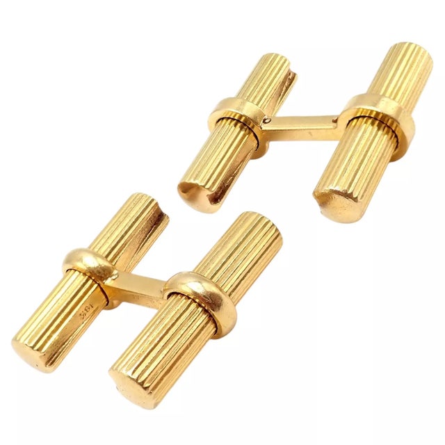 Vintage Van Cleef & Arpels Yellow Gold Bar Cufflinks, A Pair For Sale - Image 9 of 11