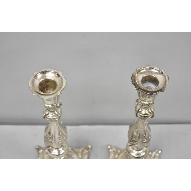 Antique Silver Plated WMF Warsaw Imperial Russia 12" Candlestick Holders - Pair For Sale - Image 13 of 18