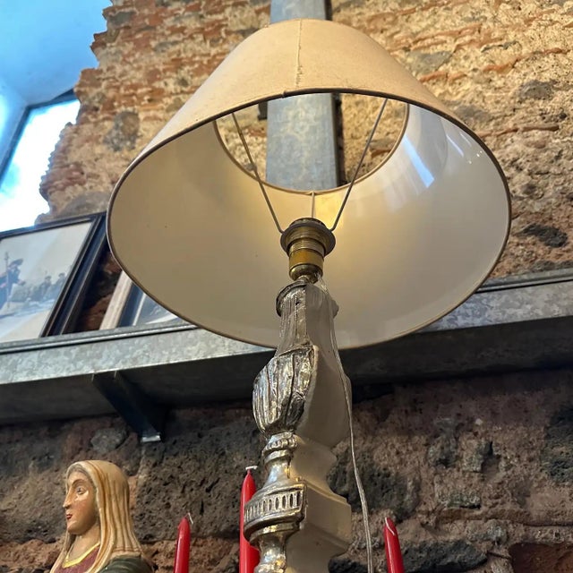 18th Century Louis XV Wood and Metal Italian Torchere Mounted as a Table Lamp For Sale - Image 9 of 12