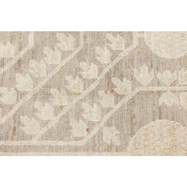 Hand-Knotted Khotan Inspired Transitional Wool Rug - Neutral Earth Tones 18x20 For Sale In New York - Image 6 of 11