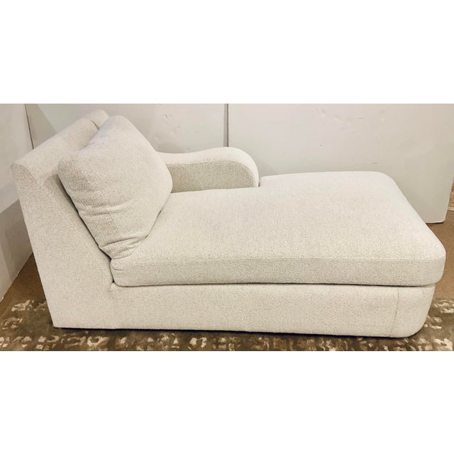 Original retail $5500, stylish Revelation Modern Woven White Big Wave Chaise Lounge, showroom floor sample