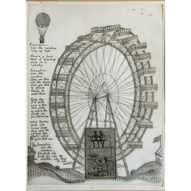American Vintage Etching of Ferris Wheel “ Over the Rainbow “ by Marie Welsh For Sale - Image 3 of 10