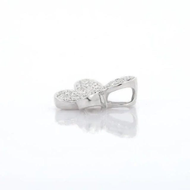 Contemporary 14k White Gold Micro Pave Diamond Butterfly Pendant Charm for Her For Sale - Image 3 of 10