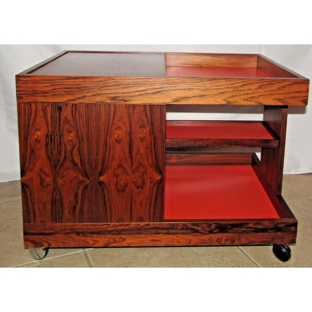 1960s MCM Swedish Rosewood Rolling Bar Cart Cabinet by Artie Circa 1960s For Sale - Image 5 of 16