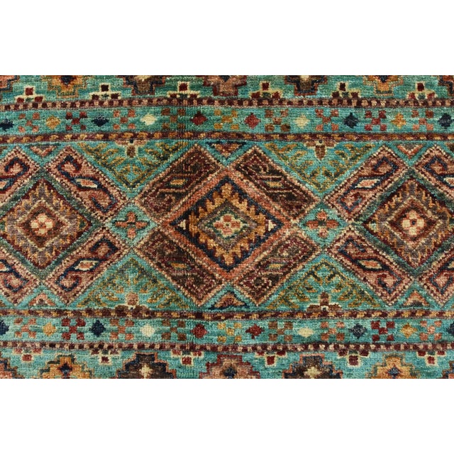Fine Khorjin Rug 7’9” X 11’3” Blue Wool Tribal Hand-Knotted Oriental Carpet For Sale - Image 10 of 15