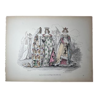 Hand Colored Print of King of England and Philip IV of France, 1865 For Sale