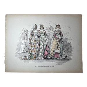 Hand Colored Print of King of England and Philip IV of France, 1865