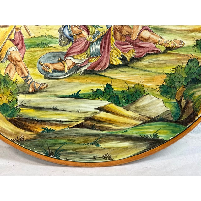 Large Vintage Hand Painted Italian Majolica Pottery Charger Dish Plate 20 Inches For Sale - Image 12 of 12