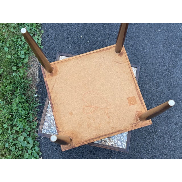 Vintage 1960s Wood Square Stacking Side Tables With Glass Tops, a Pair For Sale - Image 9 of 9