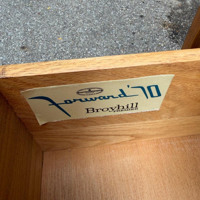 Vintage Broyhill Forward Walnut Lowboy Nine-Drawer Mid Century Dresser For Sale - Image 12 of 12
