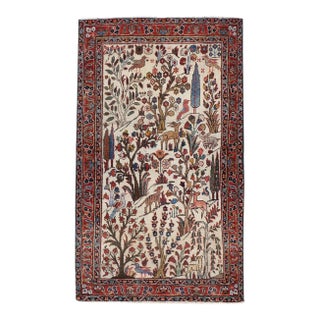 Galerie Shabab Collection Mid-20th Century Persian Tabriz Pictorial Throw Rug For Sale