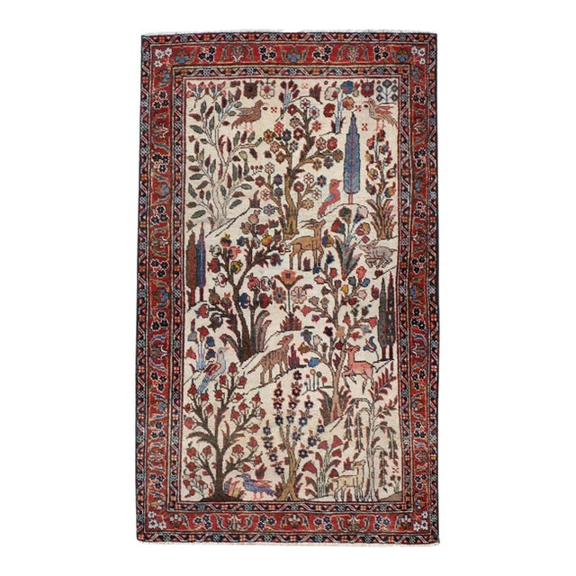 Galerie Shabab Collection Mid-20th Century Persian Tabriz Pictorial Throw Rug For Sale