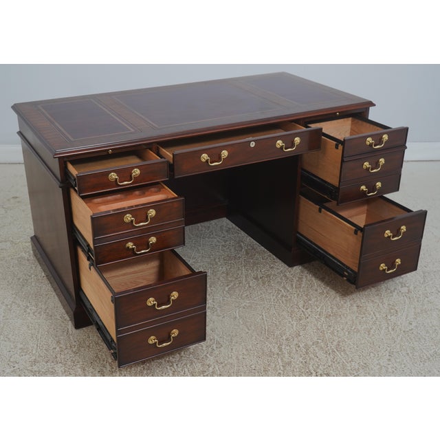 Traditional Henkel Harris Moore Leather Top Executive Desk For Sale - Image 3 of 18