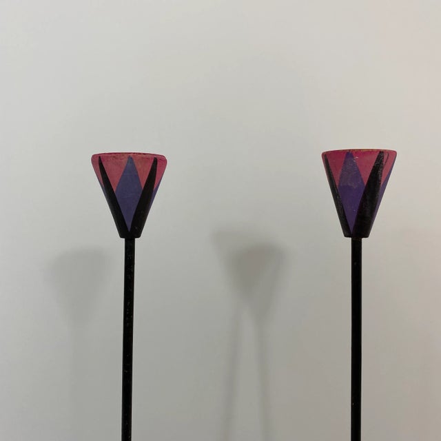 Mid-Century Modern Märta LI Thegerström Swedish Hand-Painted Candlestick Holders- S/2 For Sale - Image 3 of 12