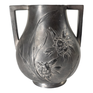 19th Century Art Nouveau Pewter Vase With Floral Design by Kayserzinn
