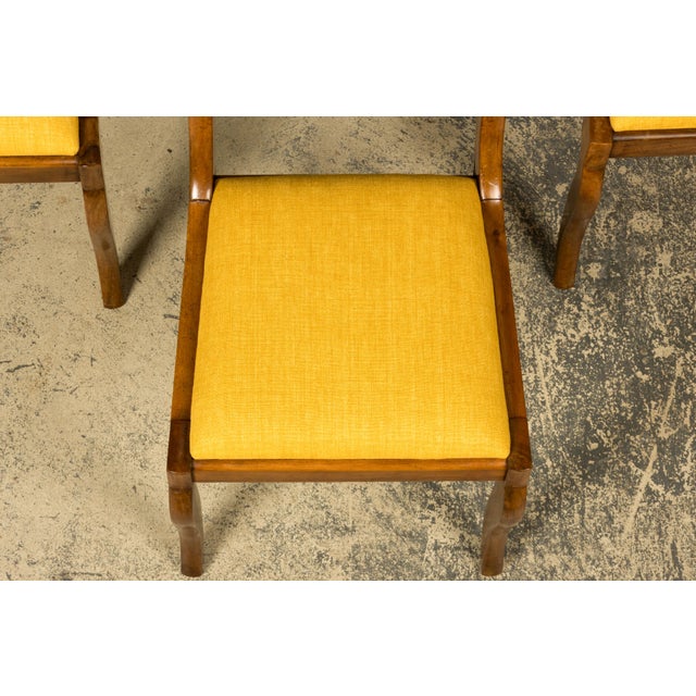 Mid 19th Century Set of 10 Mid-19th C. French Louis Philippe Walnut Dining Chairs in Yellow Linen For Sale - Image 5 of 18