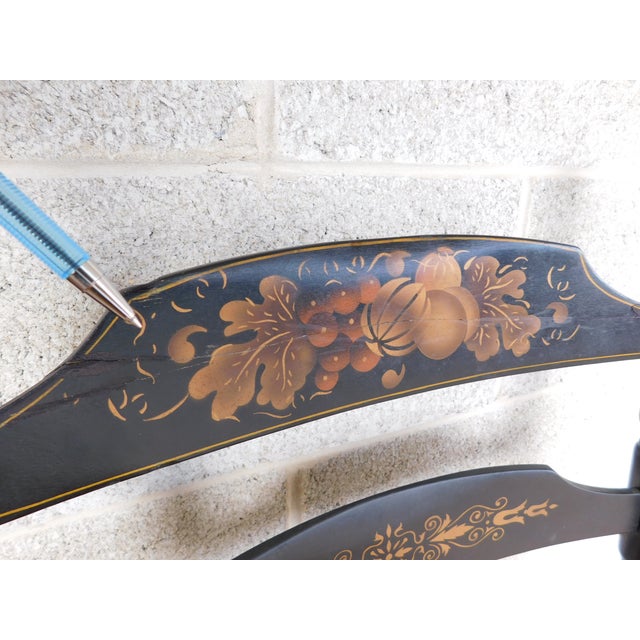 L Hitchcock Harvest Stenciled Black Ladder Back Rush Bottom Dining Chairs - Set of 8 For Sale - Image 16 of 18