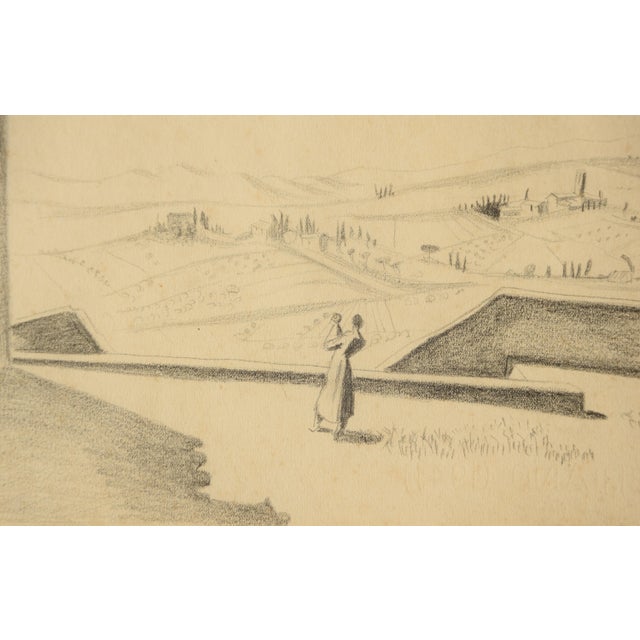 Richard Seewald, Mother & Child (San Gimignano, Tuscany), 1920s, Pencil and Handmade Paper, Framed For Sale - Image 10 of 12