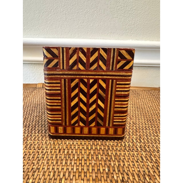 Mid 20th Century Vintage Triangular Wood Tabletop Box, Made in England For Sale - Image 5 of 15