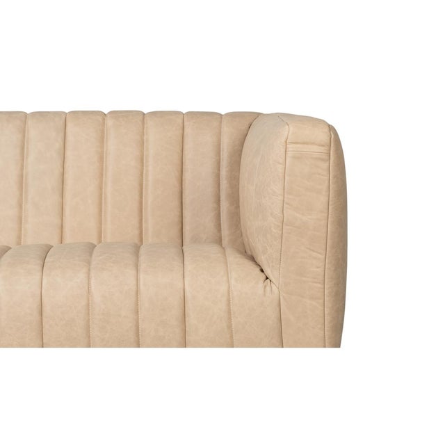 Modern Channel Tufted White Leather Sofa For Sale - Image 10 of 13