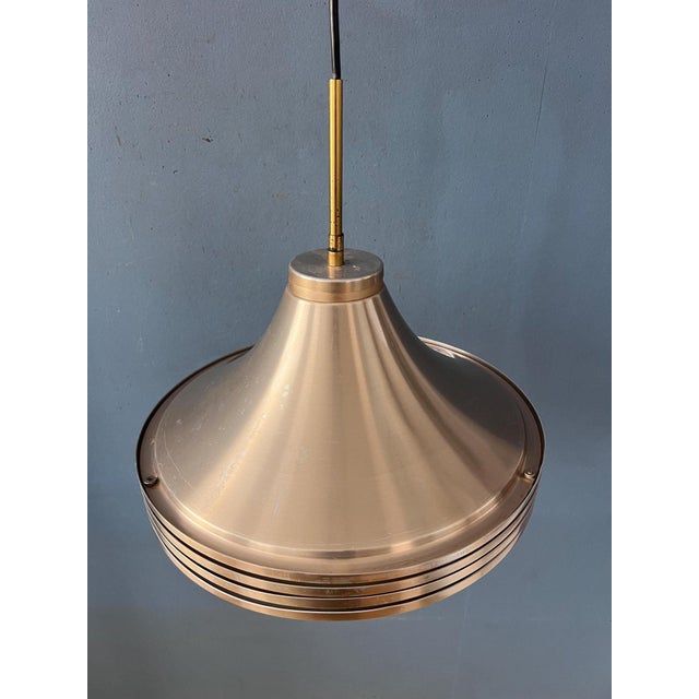 Mid-Century Brushed Aluminium Crystal Glass Pendant Light For Sale - Image 9 of 13