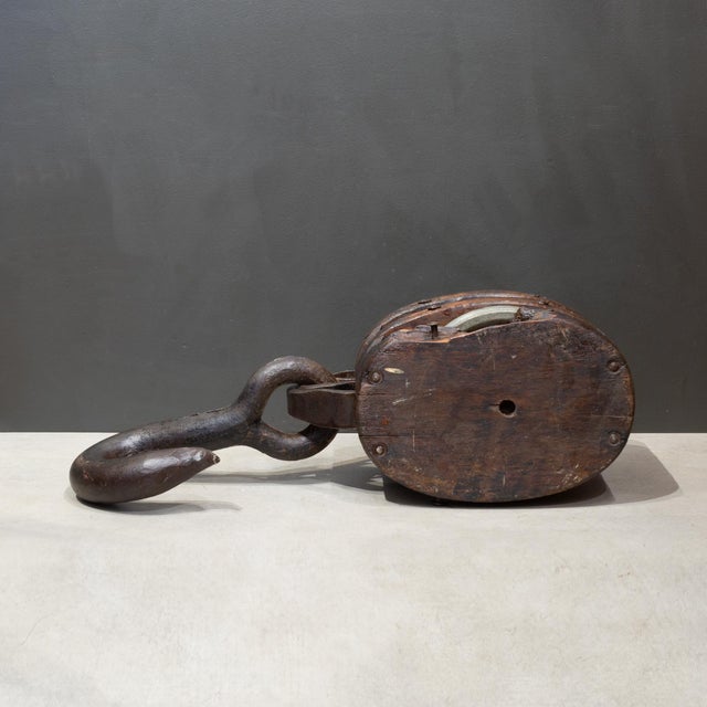 Brown Large Antique Block and Tackle Nautical Pulley c.1850-1930 For Sale - Image 8 of 10