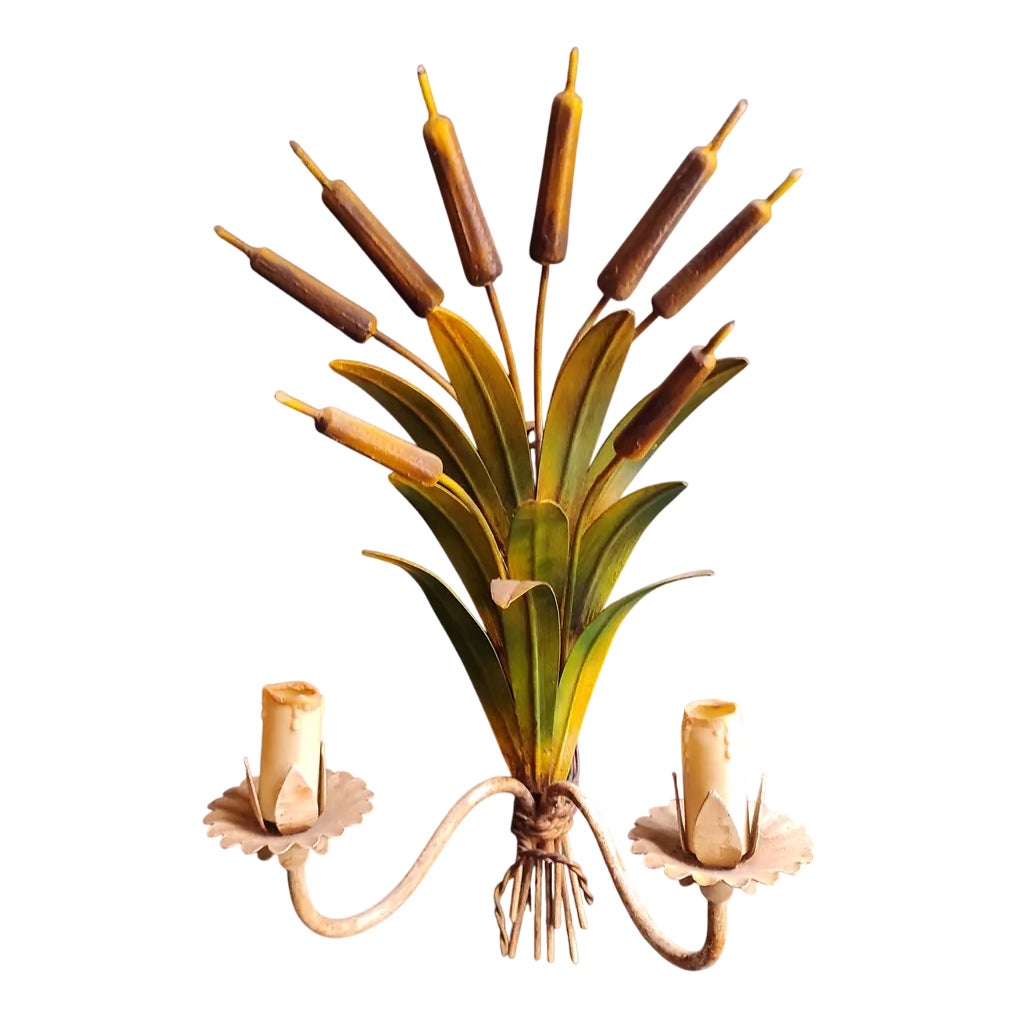 Vintage French Reeds-Shaped Wall Sconce | Chairish
