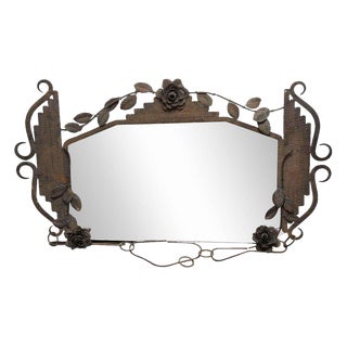 Mid 20th Century Floral Iron Hanging Mirror For Sale