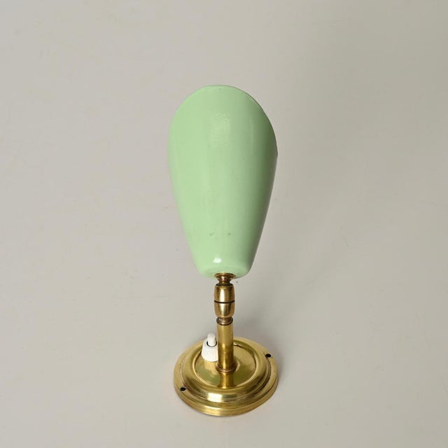 Italian Wall Lights in Brass and Green Metal by G. Ostuni, 1950s, Set of 2 For Sale - Image 15 of 17