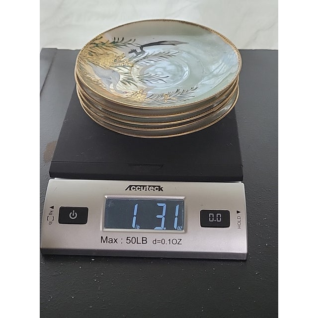 Vintage Japanese Crane Hand Painted Porcelain Plates/Saucers - Set of 5 For Sale - Image 9 of 9