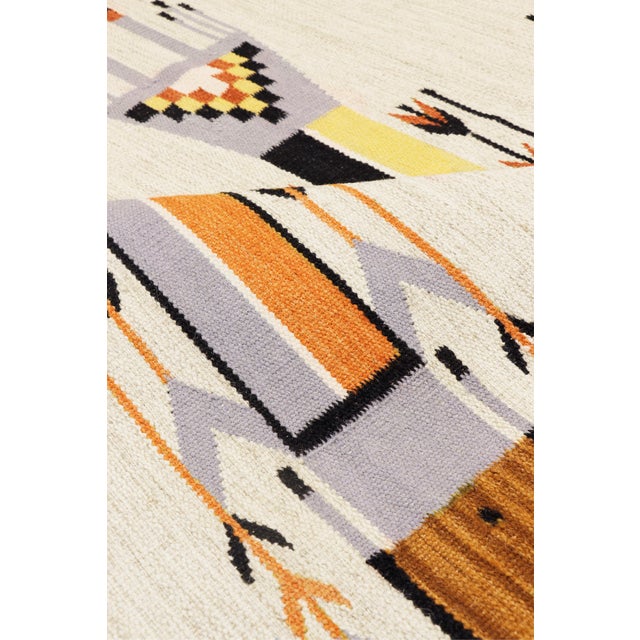 Modern Pasargad Home Tuscany Ivory Wool Area Rug- 4' 2'' X 5'11'' For Sale - Image 3 of 5