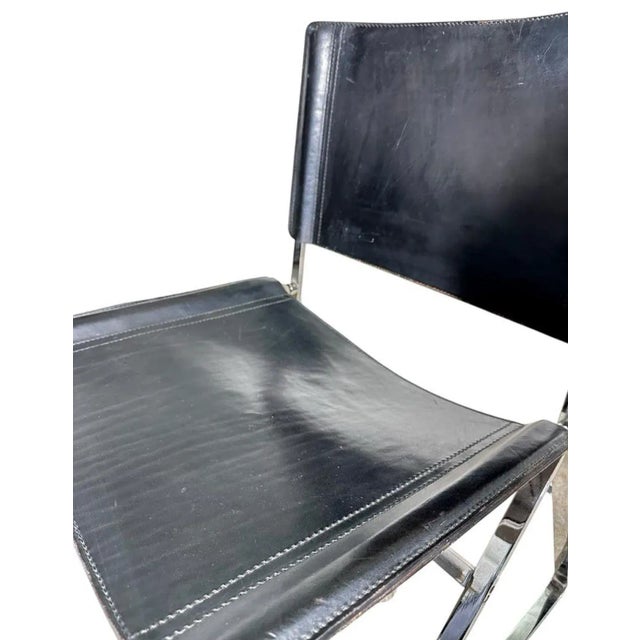 Animal Skin Italian Leather and Stainless Steel Dining Chairs, Italy 1970 For Sale - Image 7 of 8