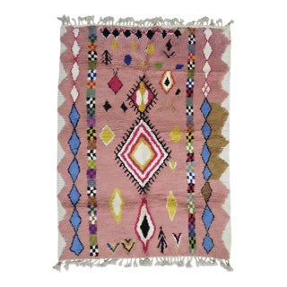 Pink Diamond Handwoven Berber Wool Rug - 9.6 X 6.8 Ft For Sale