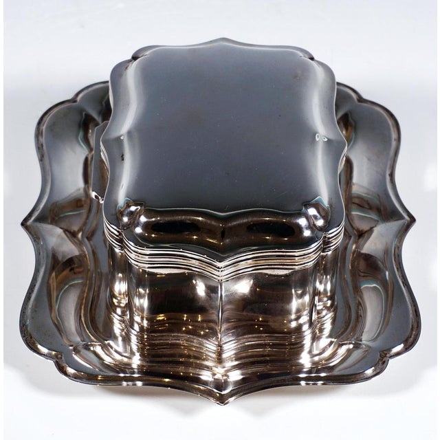 Baroque Antique Silver Tin on Presenter attributed to J.M. Van Kempen en Zonen, Netherlands, 1872, Set of 2 For Sale - Image 3 of 12