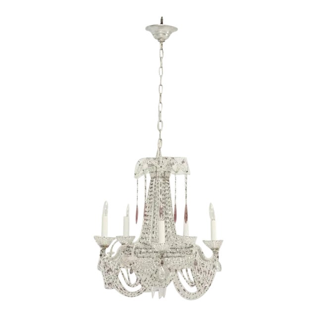 Vintage Italian Beaded Chandelier For Sale