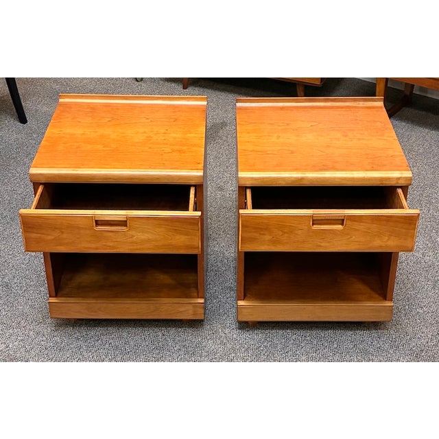 Pair of Vintage Teak Nightstands with Open Cabinet Space and Single Drawer c.1970 UK Import -Classic Mid 20th Century...