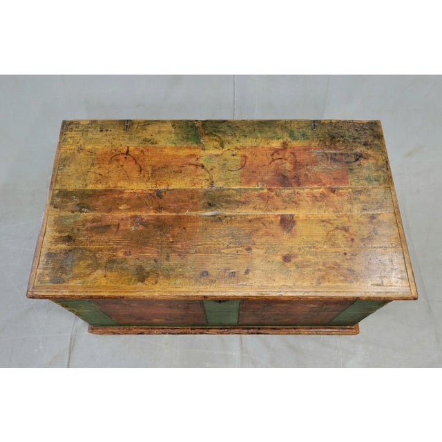 Antique Eastern European Pine Blanket Chest With Original Paint For Sale - Image 9 of 16