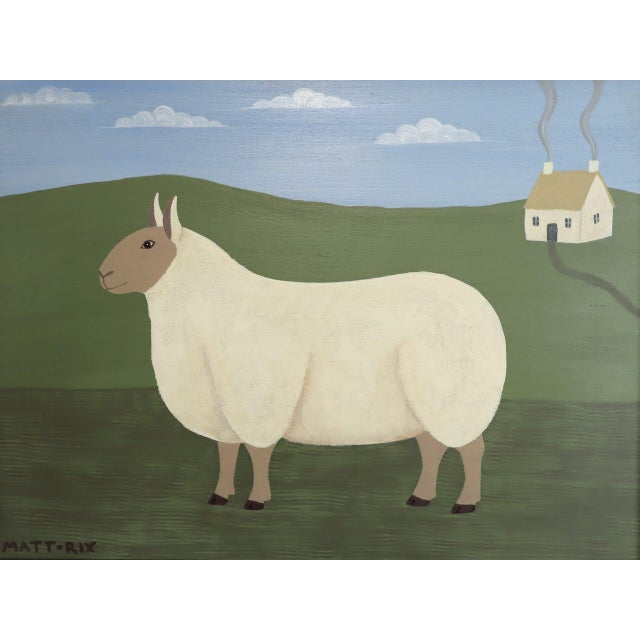 White Contemporary 'Daphne' Original Naïve Style Animal Oil Painting by British Artist Matt Rix, Framed For Sale - Image 8 of 10
