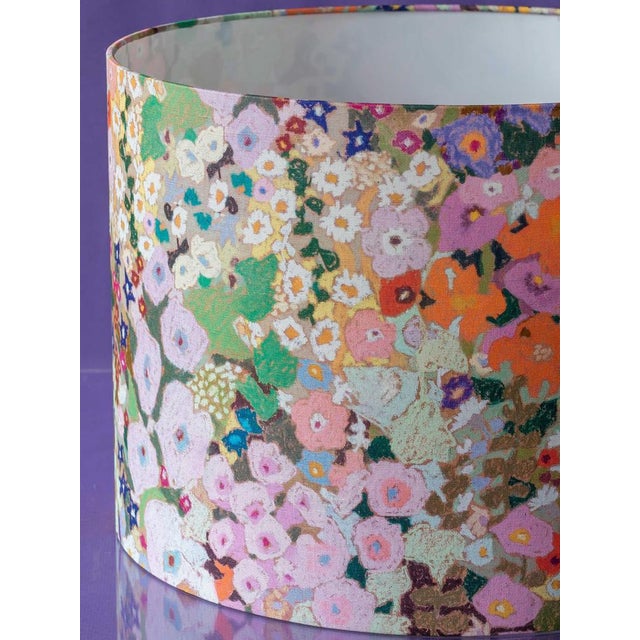 Large Maximalist Delft White Ceramic Table Lamp with New House of Hackney Floral Lampshade For Sale - Image 4 of 14