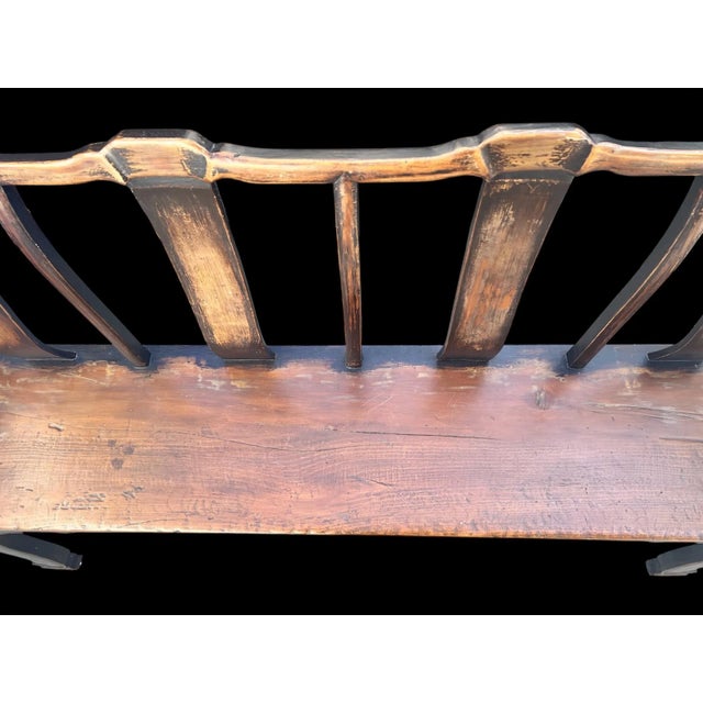 Antique Elmwood Setee With Custom Down Cushion For Sale - Image 11 of 12